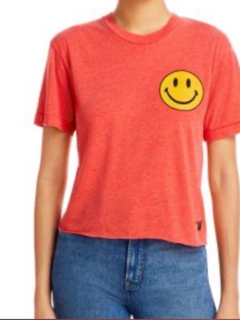 Aviator Nation Smiley Boyfriend Tee in Red